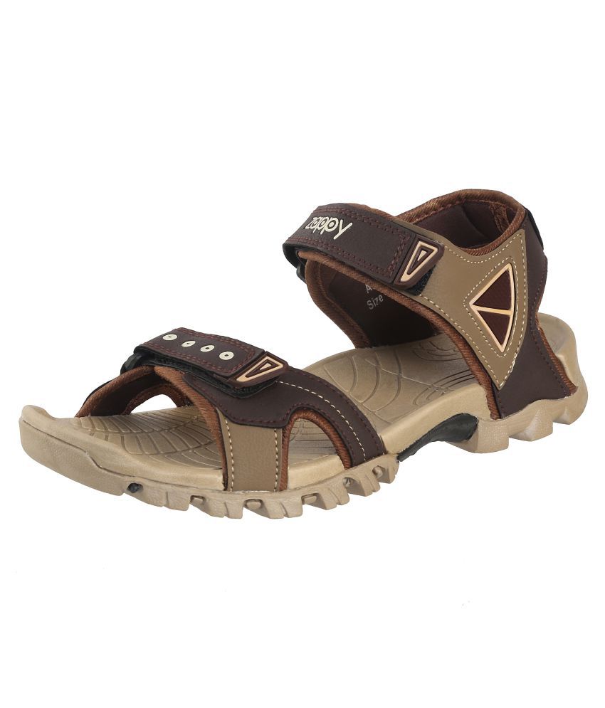 Zappy Brown Faux Leather Floater Sandals