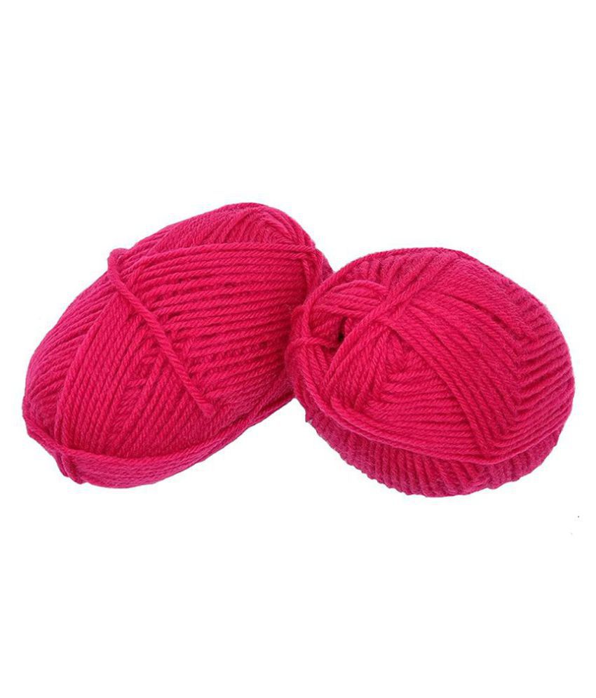     			PRANSUNITA 4 ply Soft Acrylic Knitting Wool Yarn, Used in Hand Knitting, Art Craft, and Crochet, Pack of 2 Rolls ( 50 GMS /90 MTS ) Color - Magenta