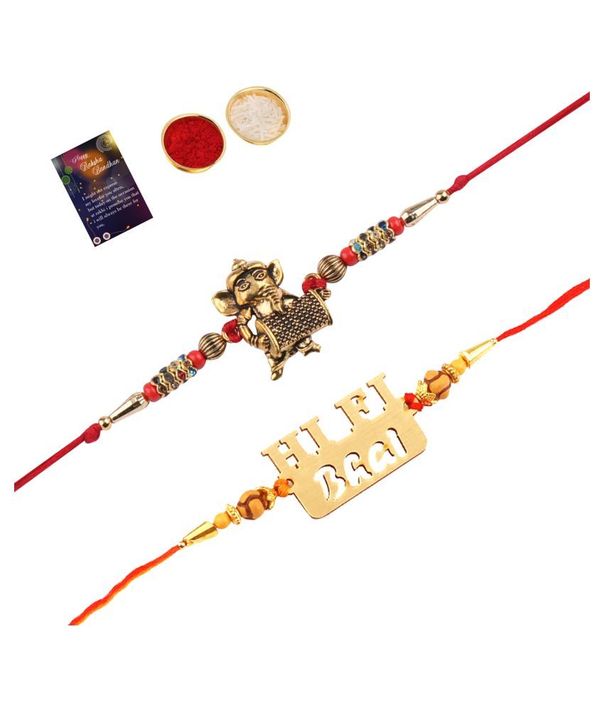     			Paola  Elegant  Bhaiya Rakhi " HI-FI BHAI" Designer Pendent With  Designer Look"BAL GANESH"Rakhi Combo  For Bhaiya With Roli Chawal And  Greeting Card