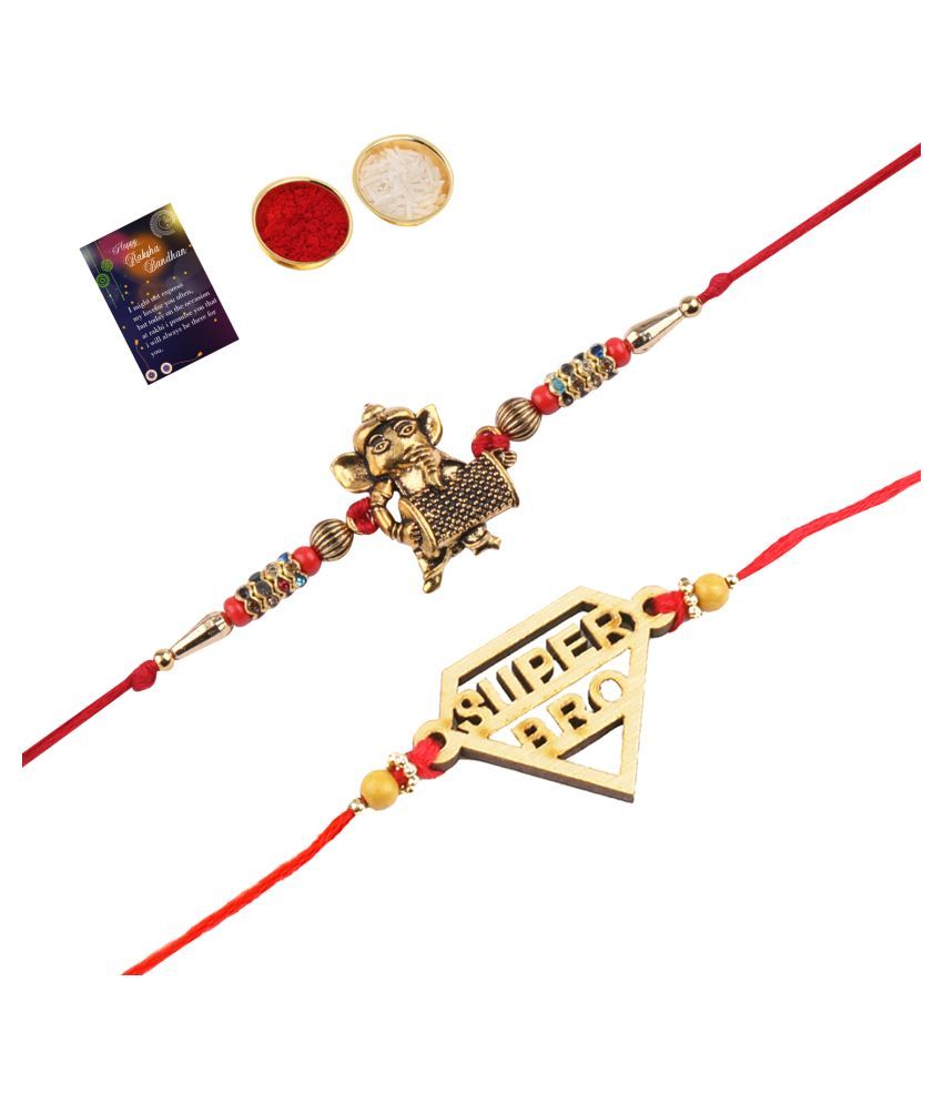     			Paola Fashion Charm Bhaiya Rakhi " SUPER HERO" Designer Pendent With  Designer Look"BAL GANESH"Rakhi Combo  For Bhaiya With Roli Chawal And  Greeting Card