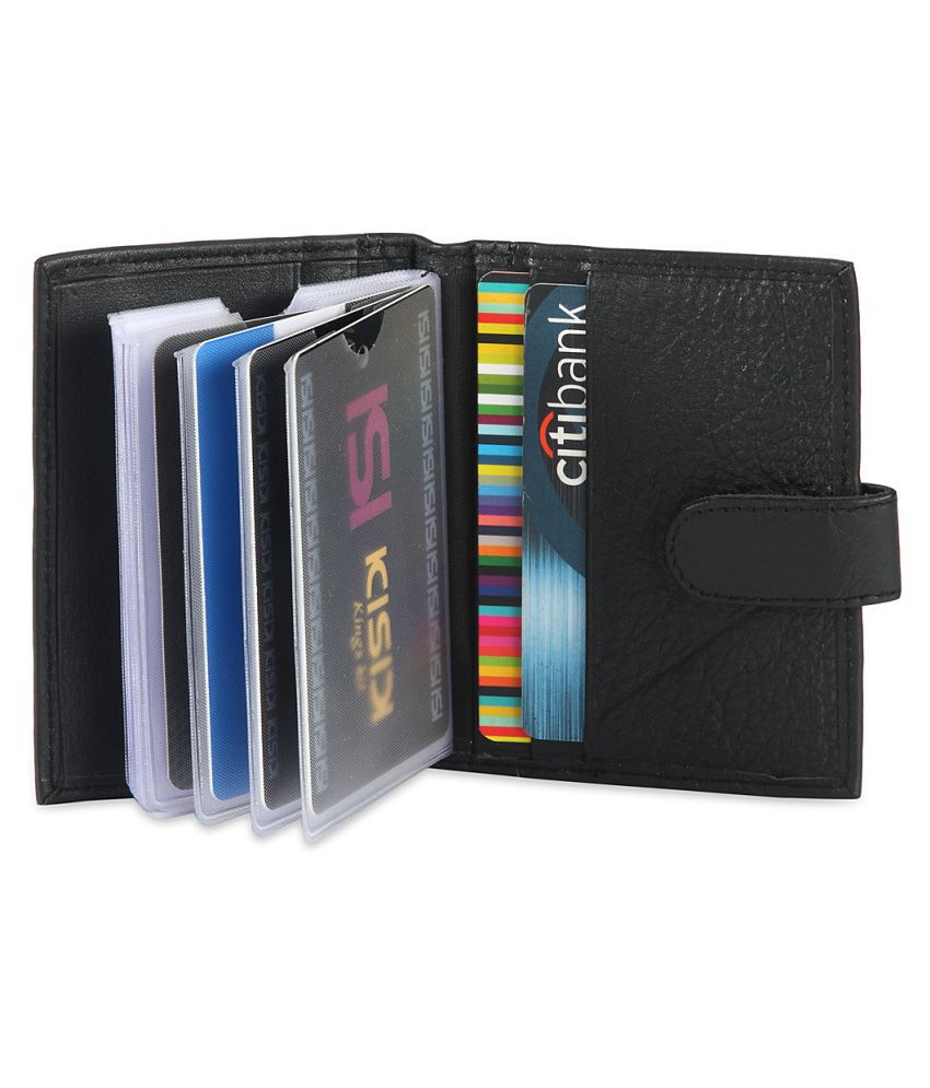     			RFID Protected Genuine Black Leather 20 Slot Credit Card Holder