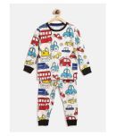 Lazy Shark Boys Cotton Blend Nightsuit Set ( Off White )