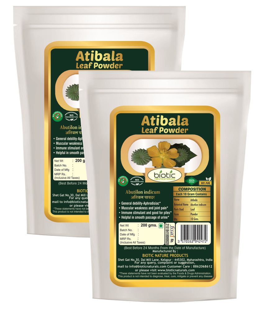     			Biotic Atibala Leaf Powder (Abutilon indicum) Kangi Powder 400 gm Pack of 2