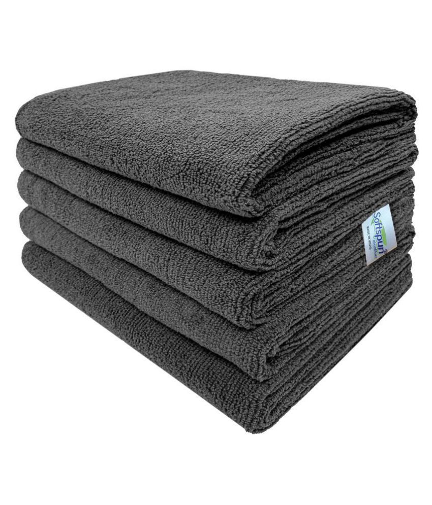     			SOFTSPUN Microfiber Cleaning Cloths, 5pcs 40x60cms 340GSM Grey Highly Absorbent, Lint and Streak Free, Large Multi -Purpose Wash Cloth for Kitchen, Car, Window, Stainless Steel, silverware.