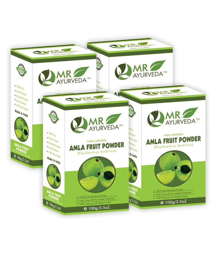     			MR Ayurveda 100% Organic Amla Powder for Skin Care and Hair Scalp Treatment 400 g Pack of 4