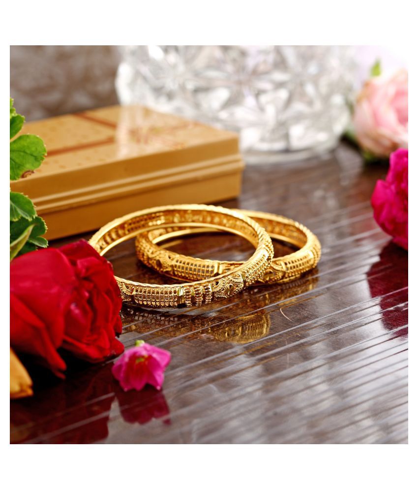     			Vighnaharta Traditional Wear 1gm Gold Plated Alloy Bangle for Women and Girls - pack of 2 pcs Bangle- [VFJ1007BG2-8]