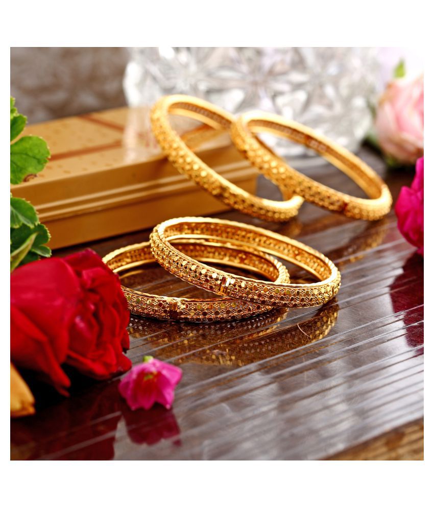     			Vighnaharta Traditional Wear 1gm Gold Plated Alloy Bangle for Women and Girls - Pack of 4 pcs Bangle- [VFJ1003BG2-4]