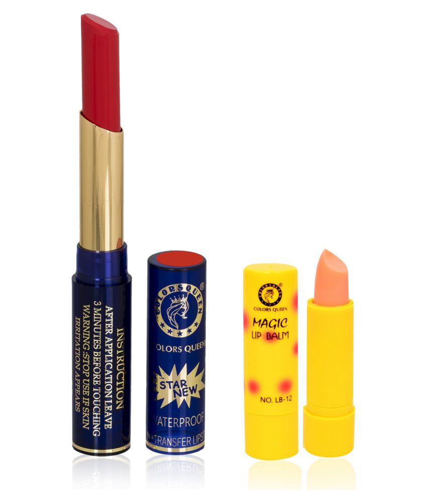     			Colors Queen 18 Hours Stay Lipstick Lip Balm Rich Red Pack of 2 5 g