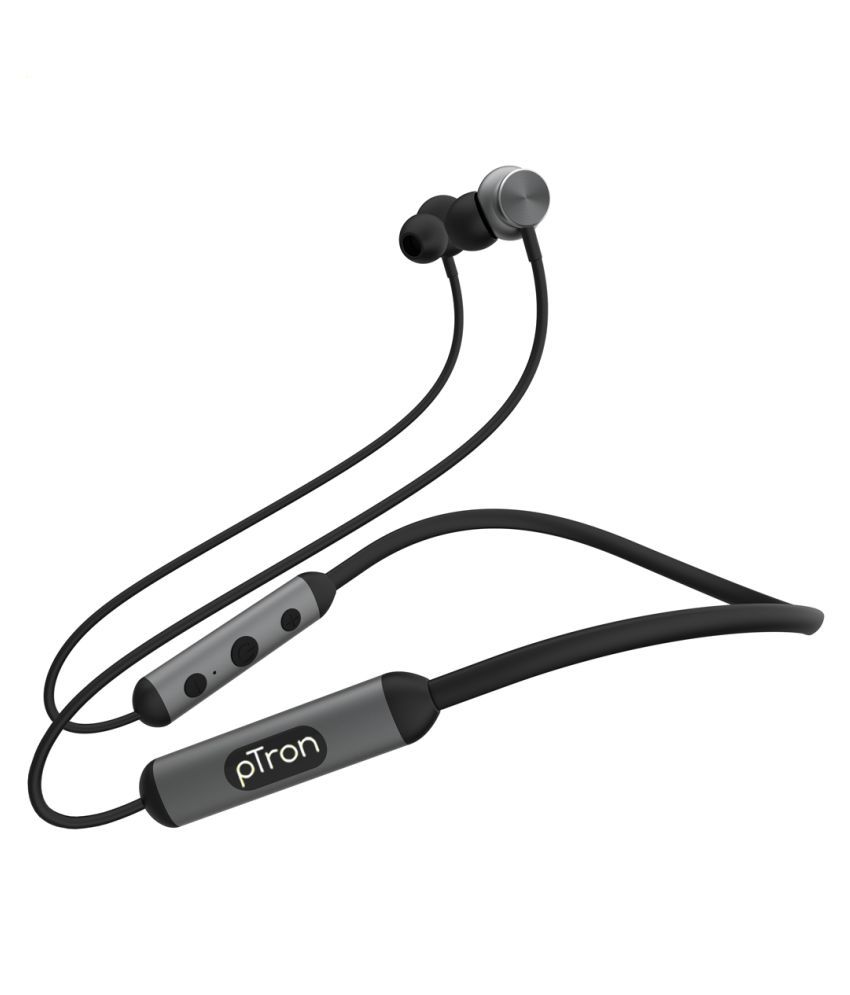 pTron InTunes Ultima Wireless Headphones, Powerful Bass, 18Hrs Playtime, Type-C Fast Charging, Bluetooth 5.0, Passive Noise Cancellation, Voice Assistant, HD Mic & IPX4 Water-Resistant (Black & Grey)