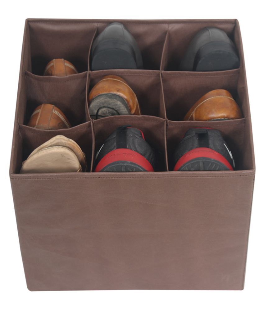     			PrettyKrafts Brown Portable Multiple Shoes Organizer