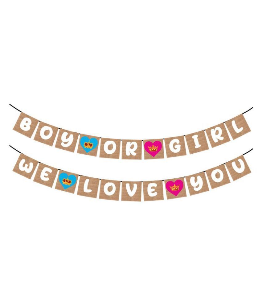     			Zyozi Party Decoration Gender Reveal Boy or Girl We Love You Banner for Baby Shower Party,Newborn Baby Celebration Events