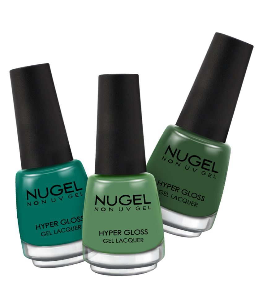     			NUGEL JungleGreen, FernGreen, BasilGreen Nail Polish NON UV GEL 39,47,80 Green Glossy Pack of 3 39 mL