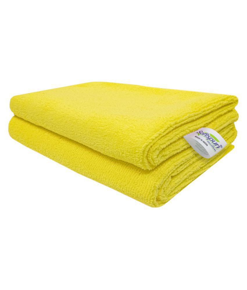     			SOFTSPUN Microfiber Cloth - 2 pcs - 40x60 cms - 340 GSM Yellow - Thick Lint & Streak-Free Multipurpose Cloths - Automotive Microfibre Towels for Car Bike Cleaning Polishing Washing & Detailing