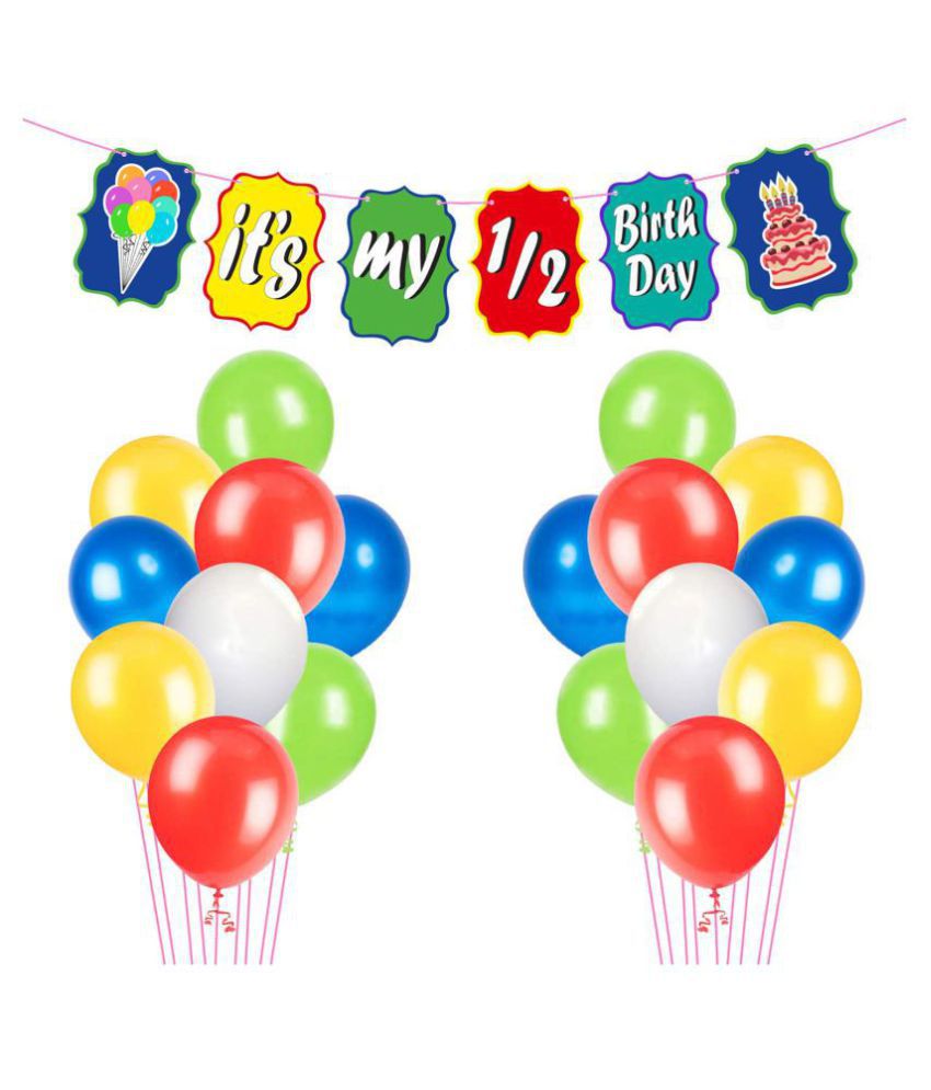     			ZYOZI Party Decoration Half Birthday Party Decoration Combo ,It's My 1/2 Birthday Multi Color Banner, for 6 Months,Half Birthday Banner for Party Decoration (Pack of 26)