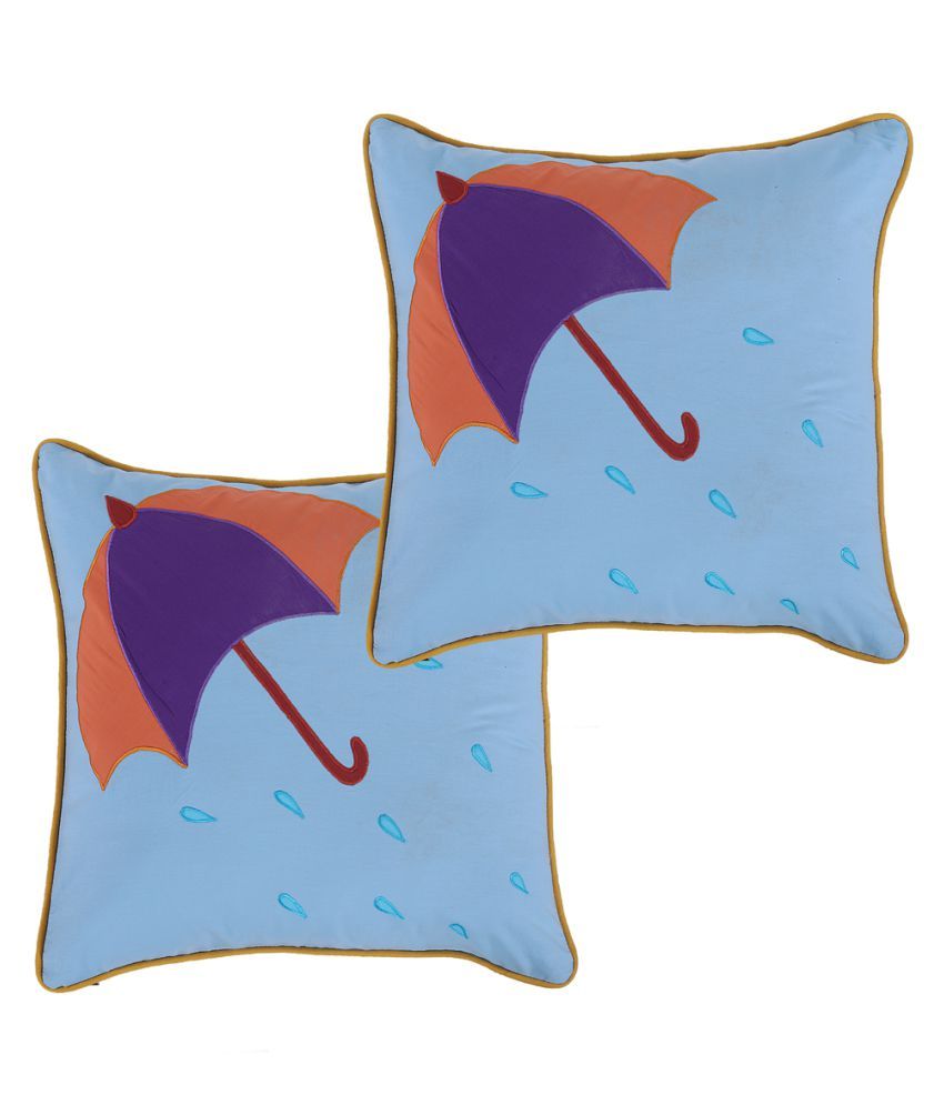     			Hugs'n'Rugs Cotton Blue Cushion Covers Pack of 2 (40 x 40 cm ) 16 x 16