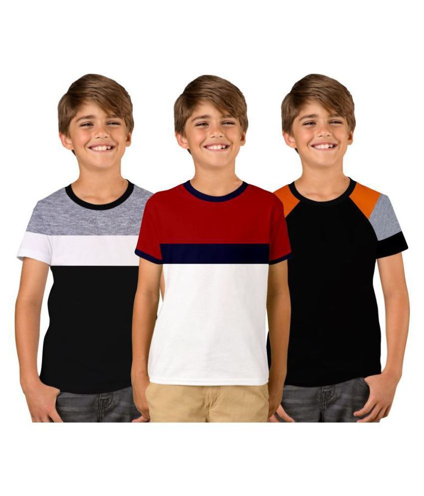 Luke and Lilly Black, White and Navy Boys Halfsleeve Cotton Tshirt Pack of 3