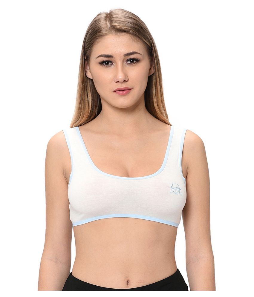     			Elina Blue Cotton Solid Sports Bra