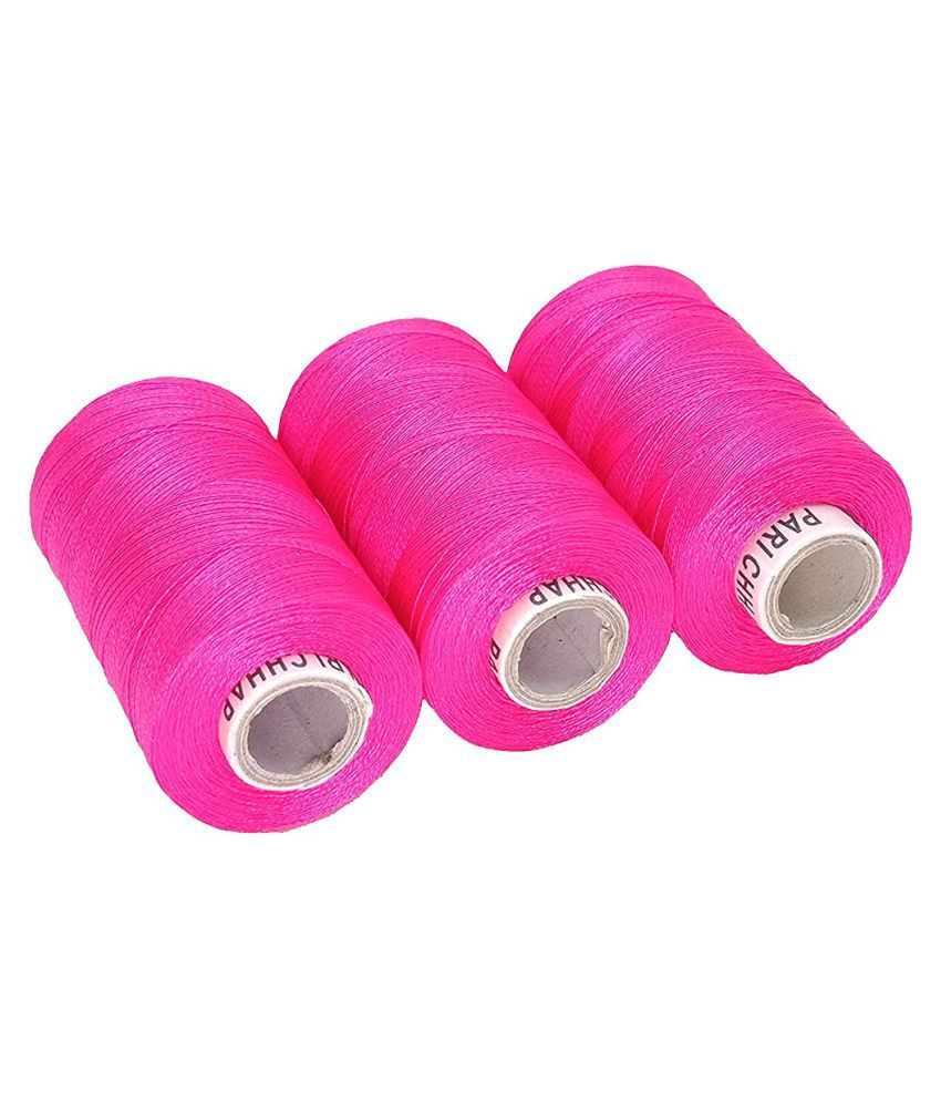     			PRANSUNITA Fluorescent Neon Colour Silk (Resham) Twisted Hand & Machine Embroidery Shiny Thread for Jewellery Designing, Embroidery, Art & Craft, Tassel Making, Fast Colour, Pack of 3 Spool x 300 MTS Each, Colour- Neon Magenta ( Dark Pink )
