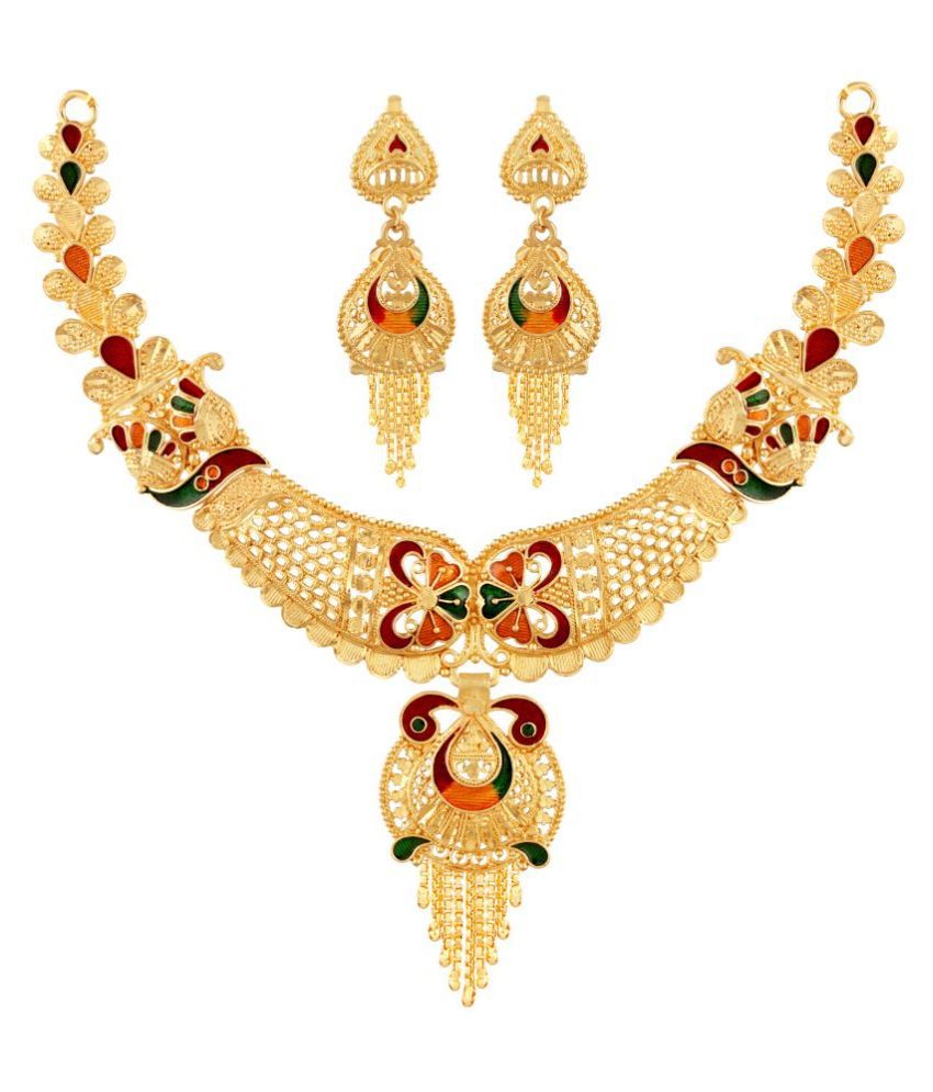     			mansiyaorange Alloy Multi Color Traditional Necklaces Set
