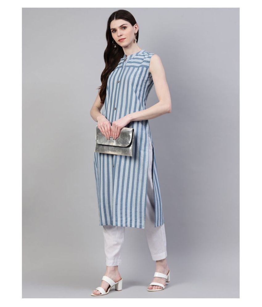     			Stylum Grey Cotton Straight Kurti