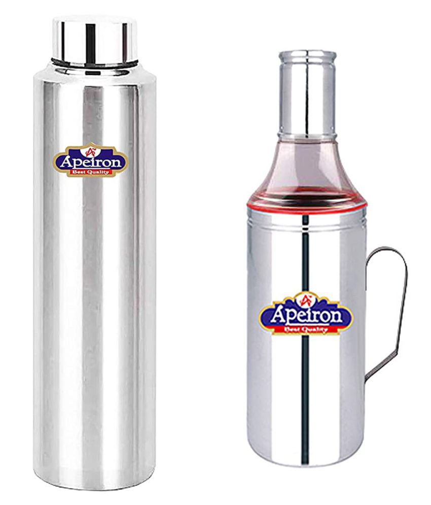     			APEIORN Bottle & Dispenser Steel Oil Container/Dispenser Set of 2 1000 mL