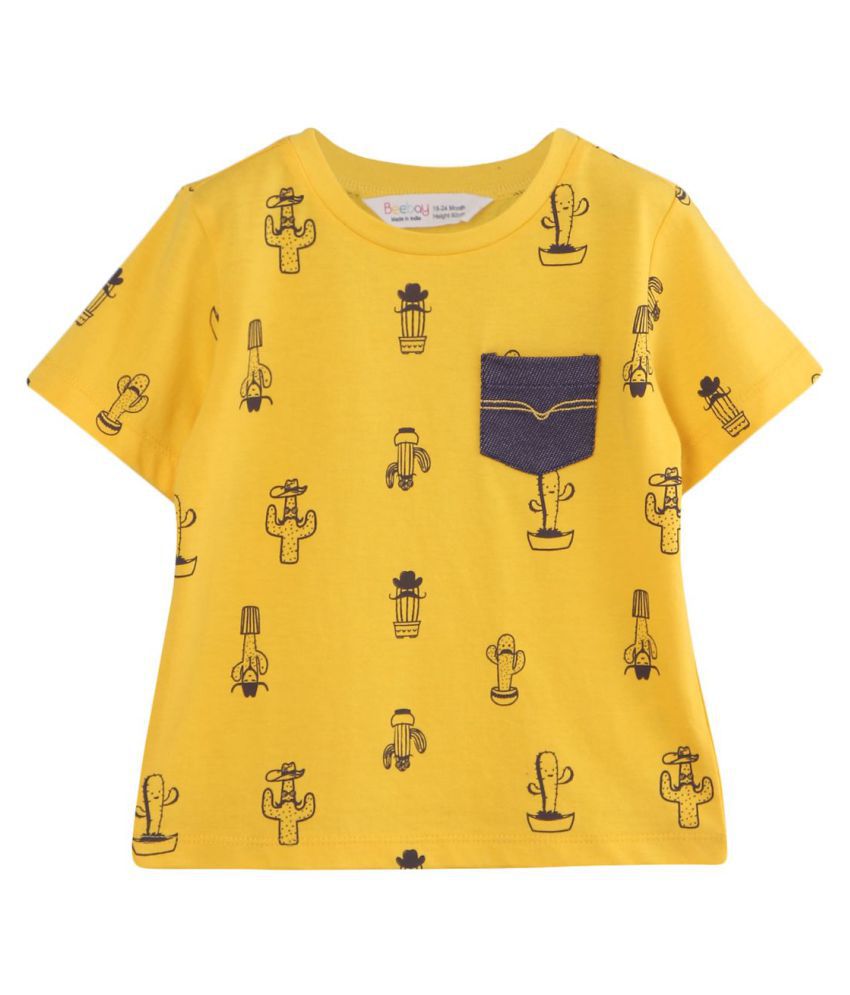 Beebay Cactus Print T-Shirt Yellow