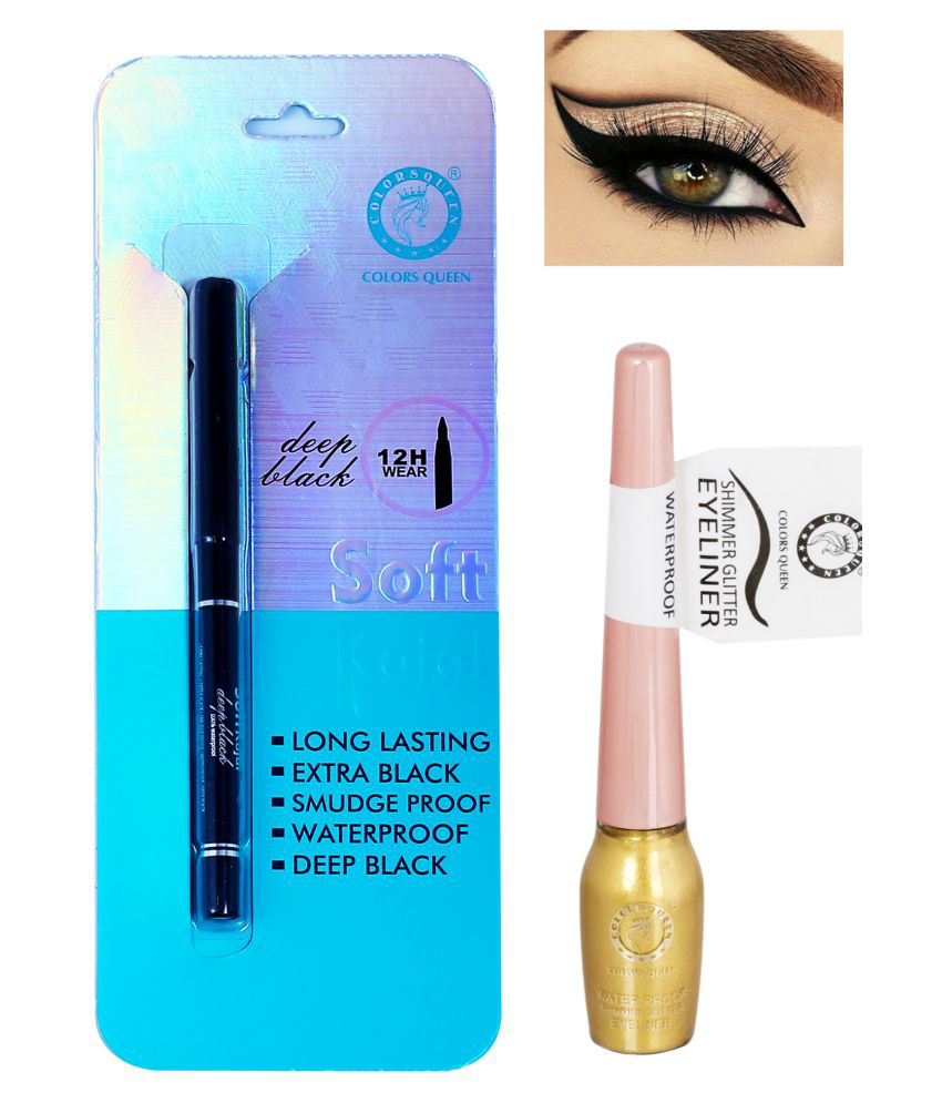 Colors Queen Shimmer Glitter Liquid Eyeliner Gold Pack of 2 5 mL