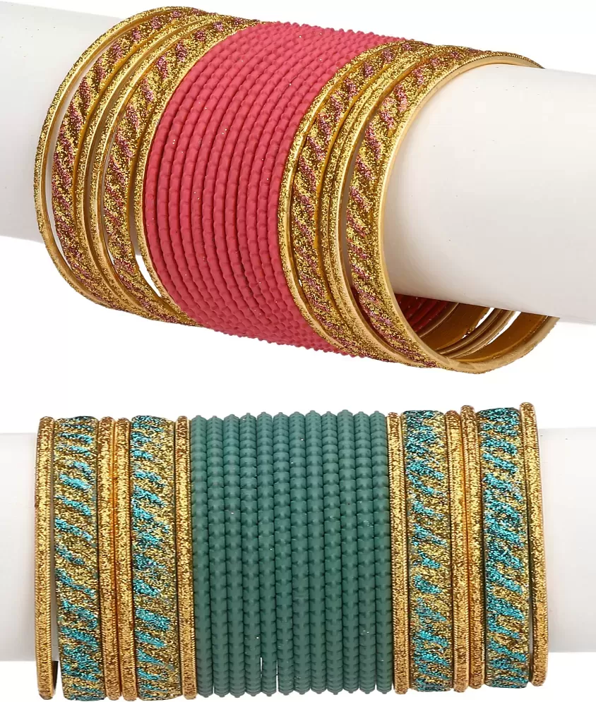 Buy Sukkhi Iconic Ethnic Gold Plated Red And Green Broad Bracelet Bangle  Set Jewellery for Women & Girls|Set of 2 Latest Design|Birthday Anniversary  Gift for Women|B105929_2.6 Online at Best Prices in India -
