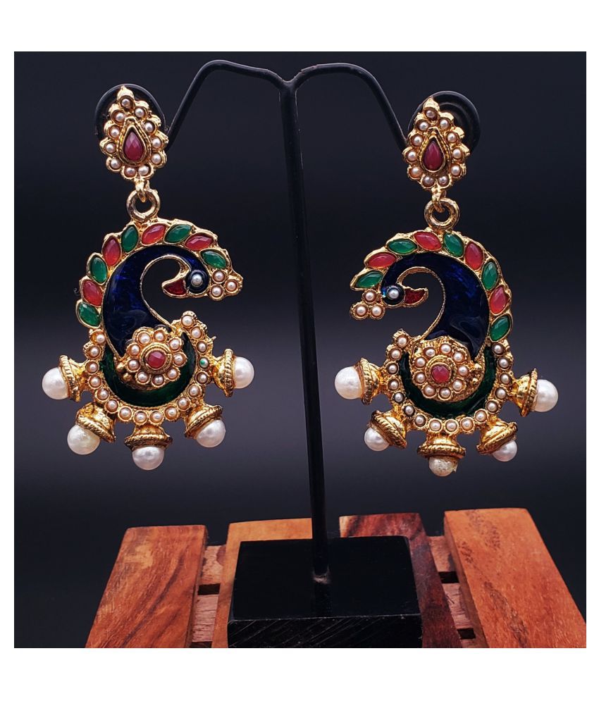     			The Jewelbox Multicolour Copper Geometrics Drop Earrings