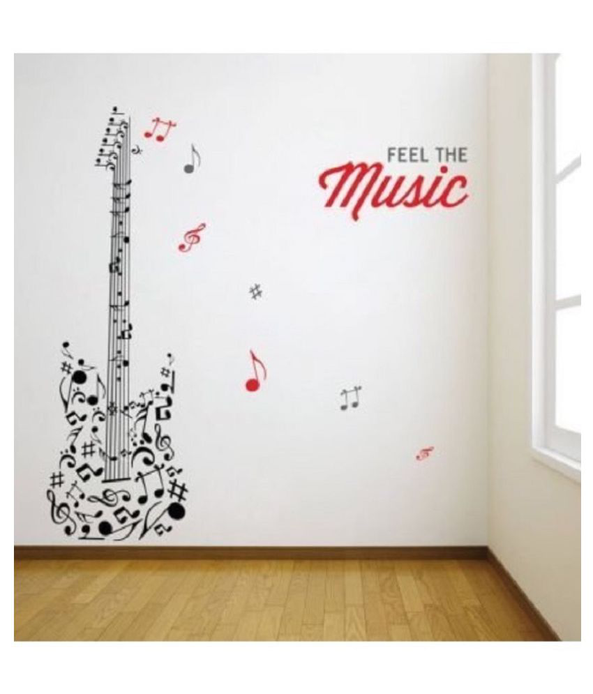     			Asmi Collection Feel The Music with Guitar Wall Sticker ( 85 x 85 cms )