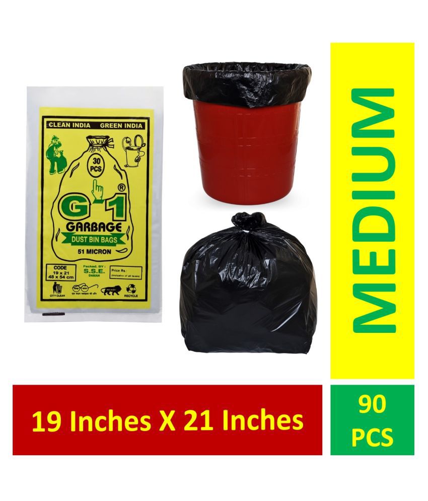     			G-1 90 pcs - 19X21 Medium Disposable Garbage Trash Waste Dustbin Bags of 54cm x 48cm
