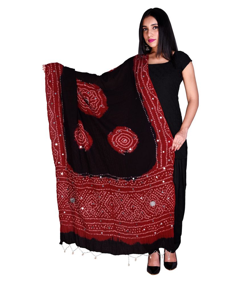     			Apratim Red Cotton Dupatta - Single