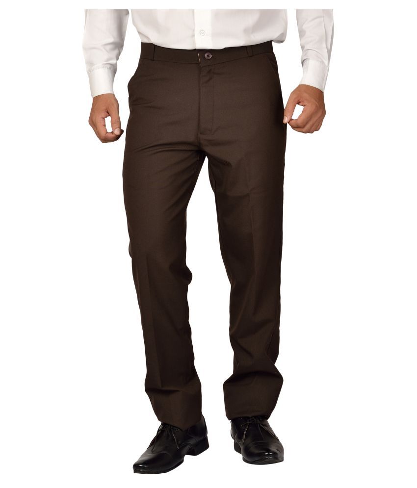     			Maharaja Brown Slim -Fit Trousers