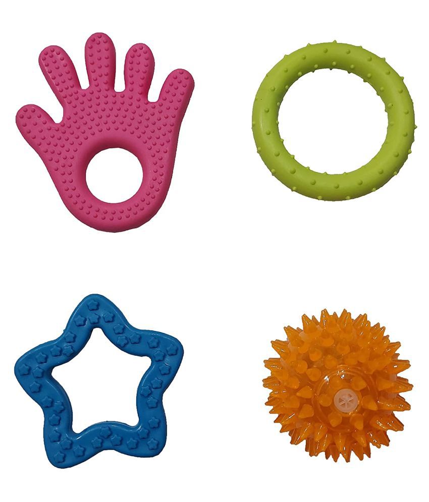 Petshop7 Puppy and Dogs Chew Toy Squeaky Teething Toys (Pack of 4) Colour May Vary