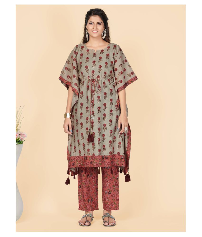     			Vbuyz Chanderi Kurti With Pants - Stitched Suit Single