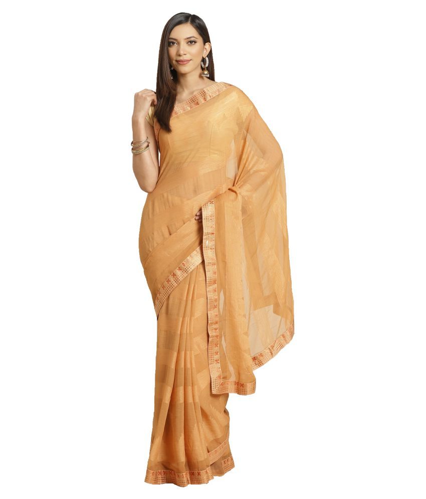     			Shaily Retails Peach Brasso Saree - Single