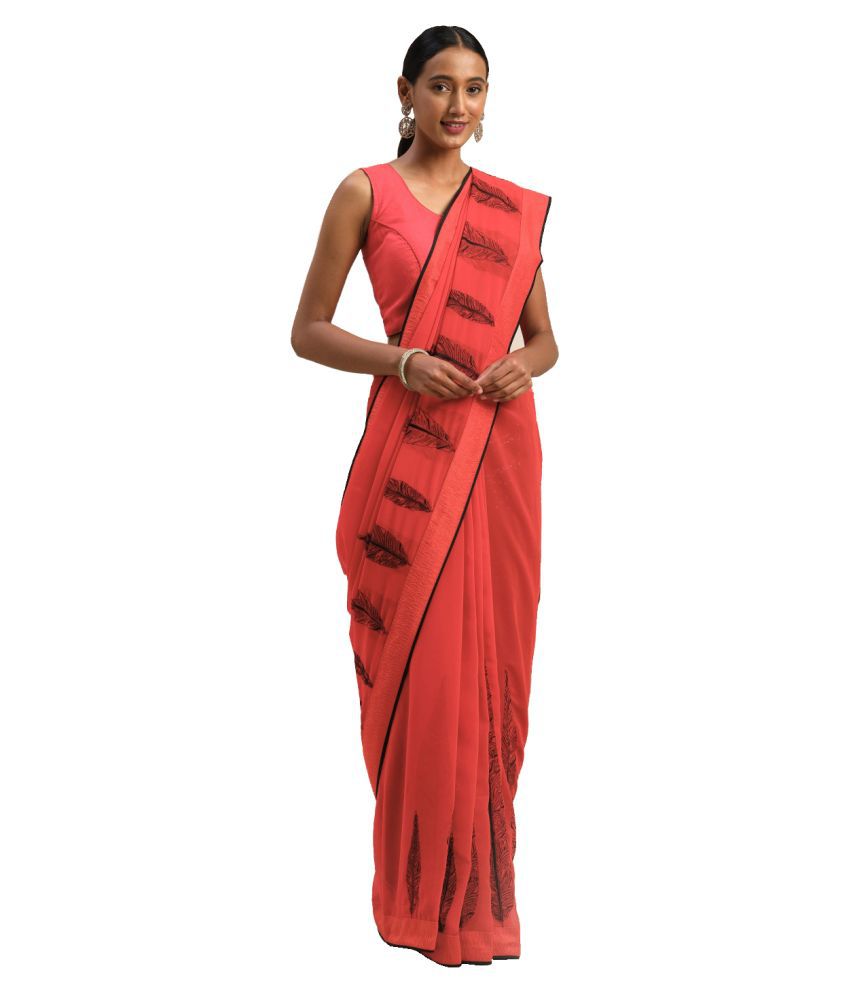     			Shaily Retails Red Georgette Saree - Single
