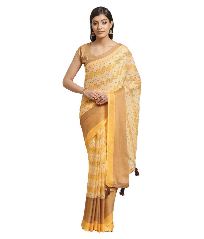    			Shaily Retails Yellow Georgette Saree - Single