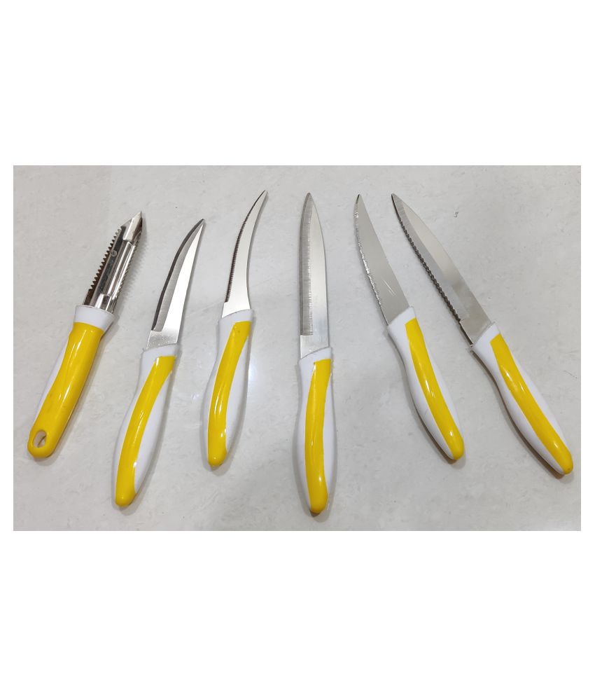     			OFFYX Stainless Steel Peeler & Knife Set (Pack of 6) (Yellow)