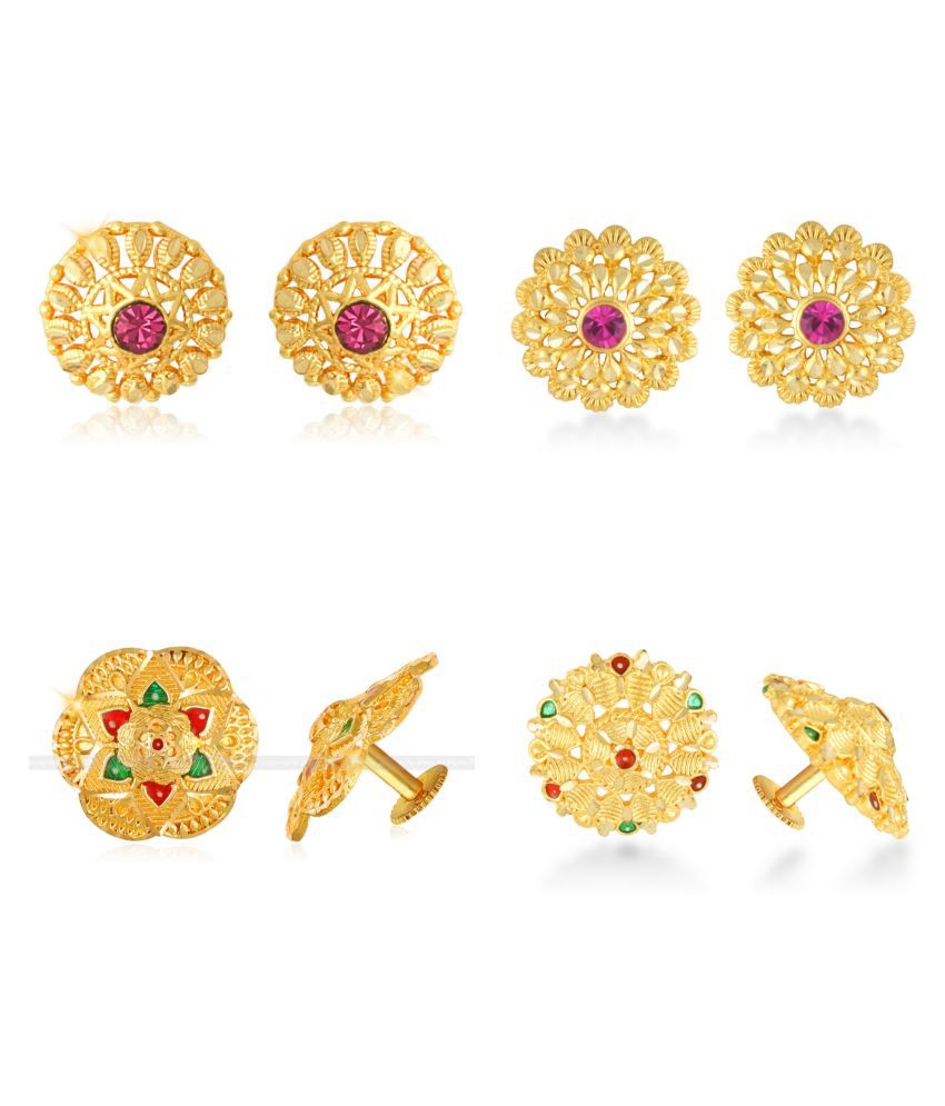     			Vighnaharta Allure Charming Alloy Gold Plated Stud Earring Combo set For Women and Girls ( Pack of- 4 Pair Earrings)-VFJ1192-1234-1242-1346ERG