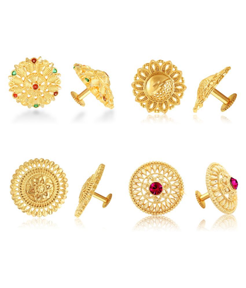     			Vighnaharta Twinkling Charming Alloy Gold Plated Stud Earring Combo set For Women and Girls ( Pack of- 4 Pair Earrings)-VFJ1242-11313-1308-1118ERG