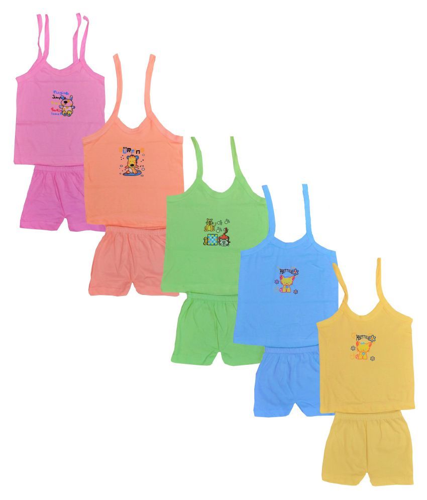     			Baby Boys Casual Top Shorts Pink,Orange,yellow,Blue & Green Pack Of 5