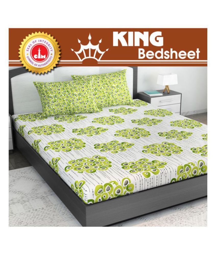     			DIVINE CASA Cotton King Size Bed Sheet With 2 Pillow Covers ( 270 cm x 222 cm )