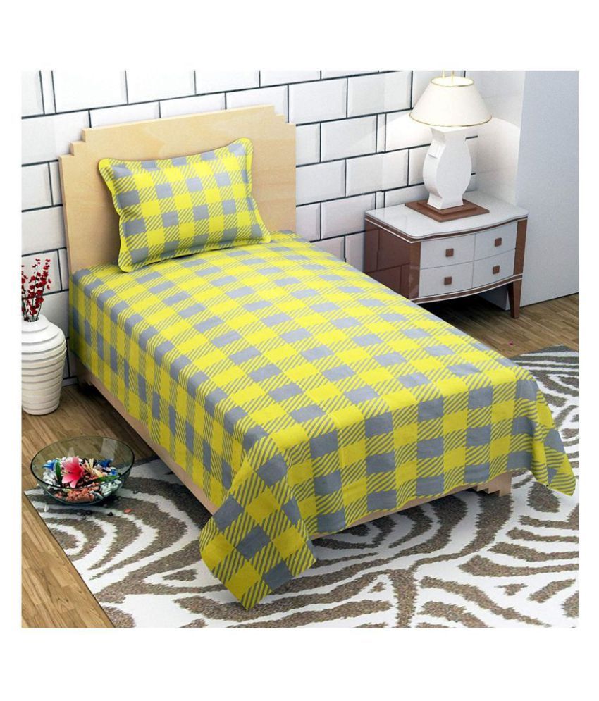     			JAMUWAL Poly Cotton Single Bedsheet with 1 Pillow Cover ( 228 cm x 152 cm )