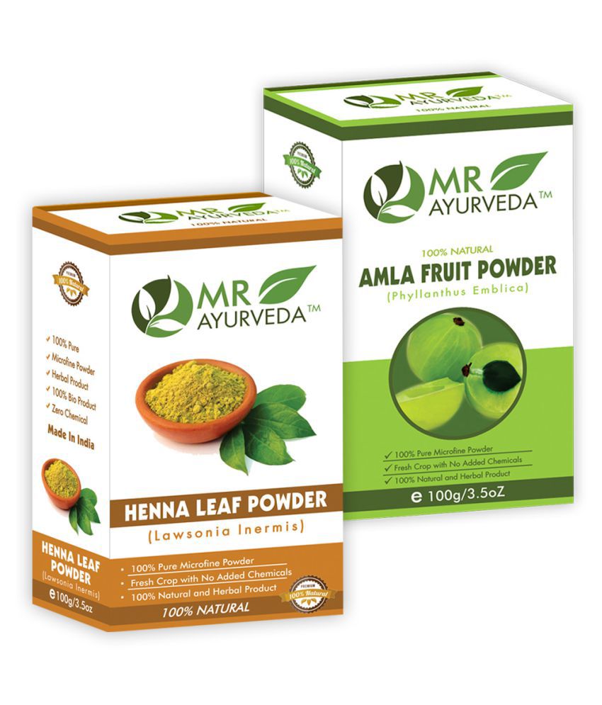     			MR Ayurveda 100% Herbal Henna Powder and Amla Powder Hair Scalp Treatment 200 g Pack of 2
