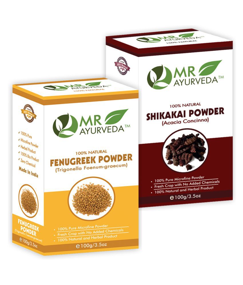     			MR Ayurveda 100% Natural Fenugreek Powder and Shikakai Powder Hair Scalp Treatment 200 g Pack of 2