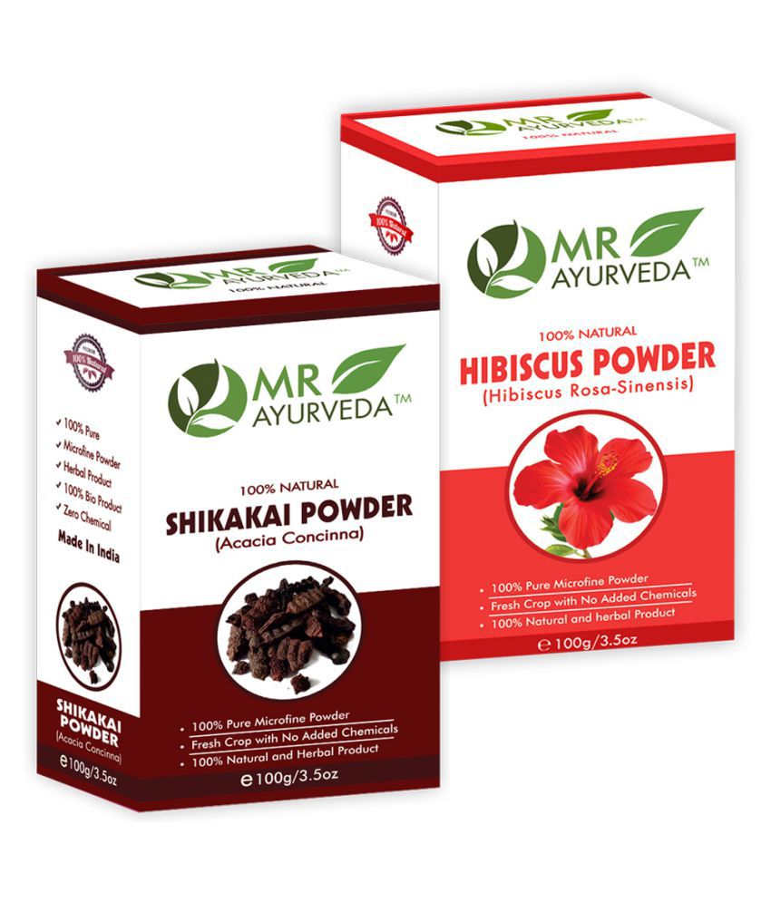     			MR Ayurveda 100% Organic Shikakai Powder and Hibiscus Powder Hair Scalp Treatment 200 g Pack of 2