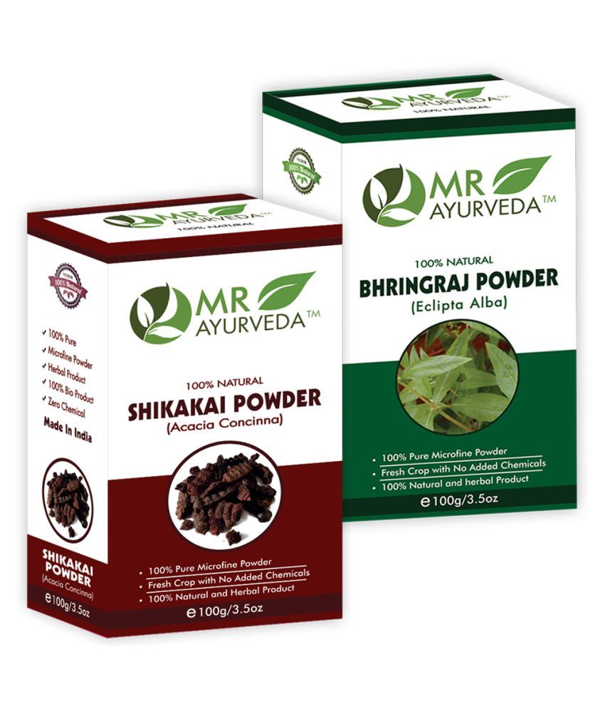     			MR Ayurveda 100% Pure Shikakai Powder  and Bhringraj Powder Hair Scalp Treatment 200 g Pack of 2