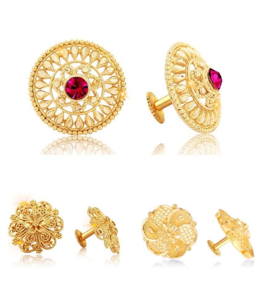     			Vighnaharta Sizzling Chunky Alloy Gold Plated Stud Earring Combo set For Women and Girls  Pack of- 3 Pair Earrings- VFJ1118-1086-1241ERG