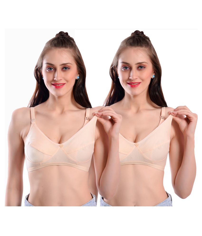     			Elina Pack of 2 Cotton Non Padded Women's Everyday Bra ( Beige )